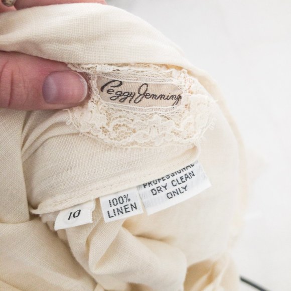 Vintage 80s Couture Lace Collar Prairie Midi Dress - Picture 10 of 11